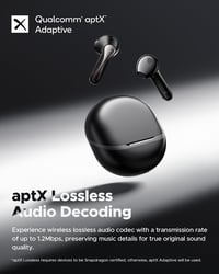 SoundPEATS Air5 Bluetooth Fülhallgató, Hi-Res/aptX Adaptive Veszteségmentes Hang, 13mm Meghajtó, 30 Órás Üzemidő, Adaptív Zajszűrés, Fekete 3