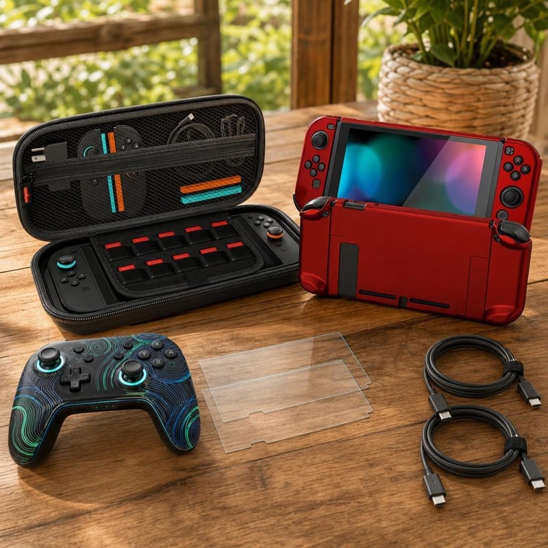 Switch kalandcsomag: védőtok + hordtáska + 2 db kijelzőfólia + 2 db USB-C kábel + Pro kontroller