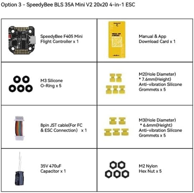 SpeedyBee F405 Mini repülésvezérlő stack: Bluetooth, 35A ESC, 20x20mm, 3-6S