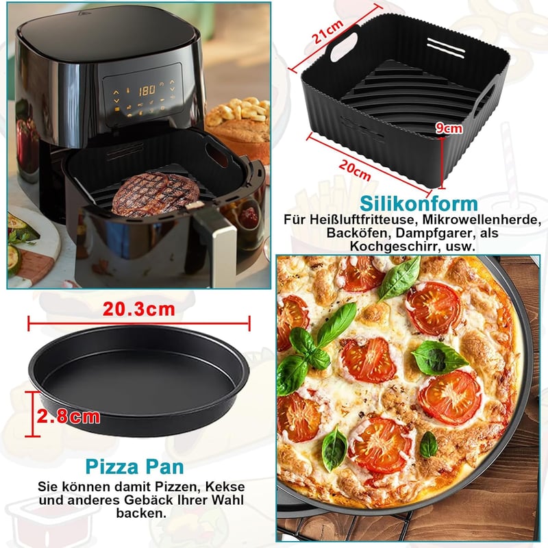 Philips XL, COSORI, Cecotec légkeveréses sütő szilikon tartozékkészlet 21cm - 4 db