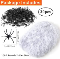 Halloween Pókos Pamutháló Szett 30 Pókkal - Ijesztő Partidekoráció 100g 2