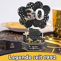 Fekete 3D Popup Üdvözlőkártya 30. Születésnapra és Apák Napjára Borítékkal 5