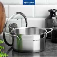 Daniks Bonn rozsdamentes acél főzőedény 3,4L űrtartalommal, indukciós tűzhelyre, mérőskálával, üvegfedővel, 20 cm, ezüst 9