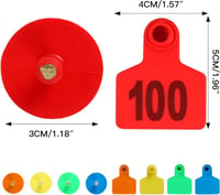 Kék műanyag állatfül címke 100db, számozott, marháknak 2