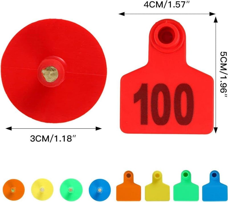 Kék műanyag állatfül címke 100db, számozott, marháknak