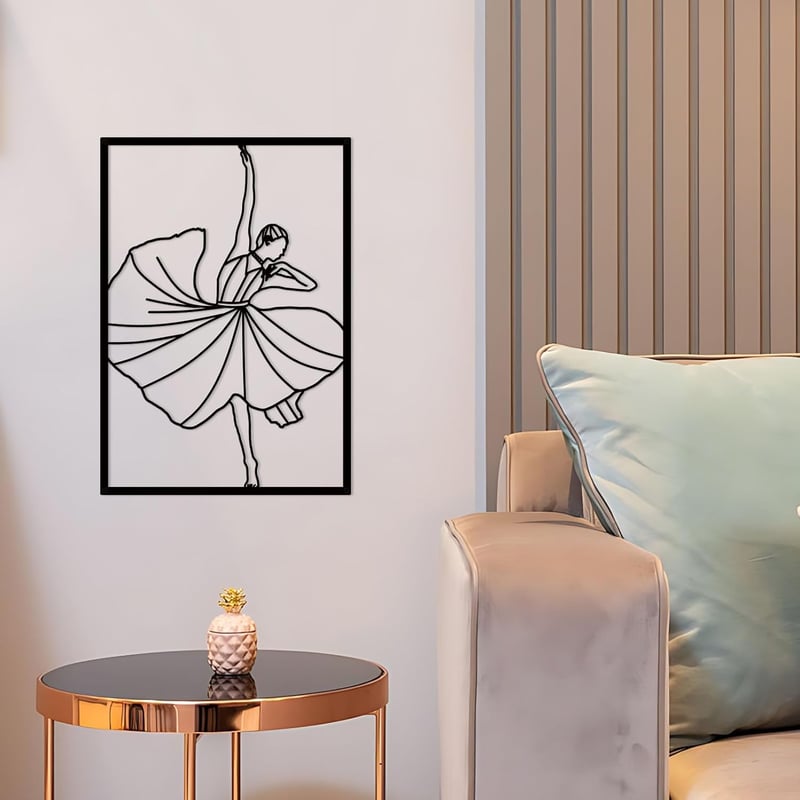 ESTART Fekete Fém Minimalista Női Táncos Fali Dekoráció 3 db-os Szett