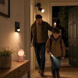 Svetelný balík: 1× GU10 bodové svietidlo + 1× snímač pohybu + 1× nočná lampa astronaut + 1× LED baterka