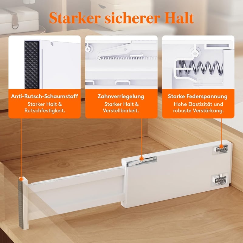 Lifewit 12 db-os állítható műanyag fiókrendező szett, 28-44,5 cm