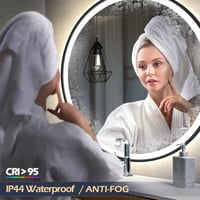 GANPE LED Szenzoros Tükör 80 cm - Kerek Mozgásérzékelős Fürdőszobai Fali Tükör, Fényerőszabályozás, Páramentesítés, IP44 Vízálló 6