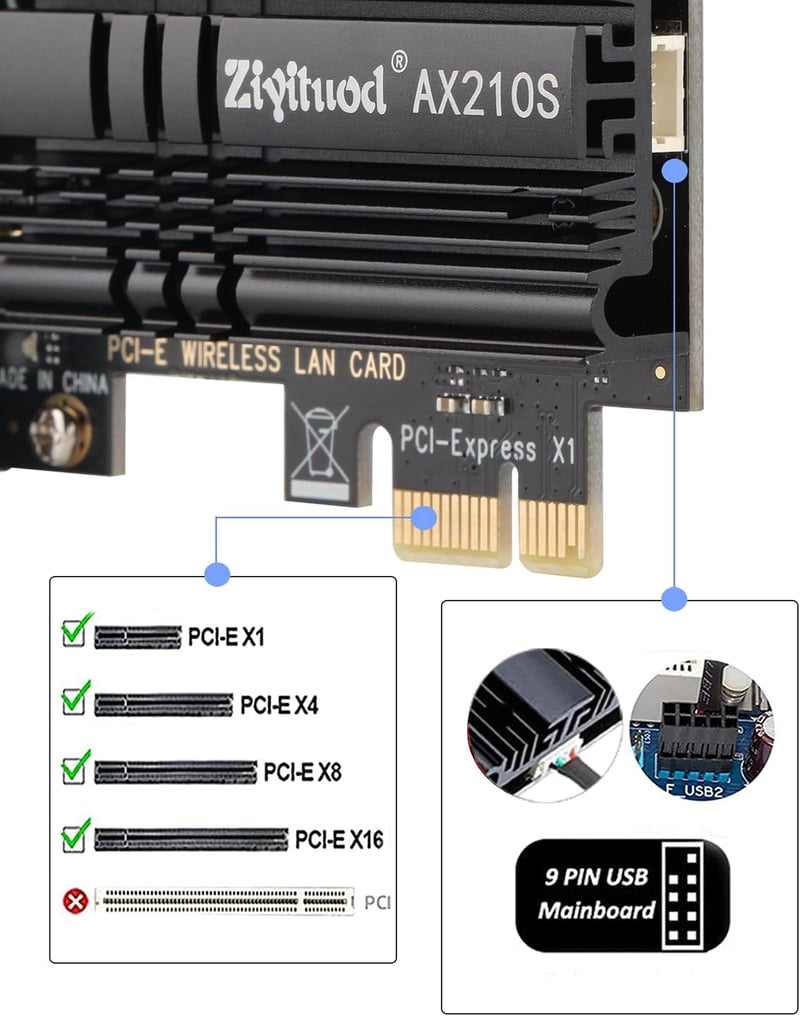 Ziyituod AC1200 WiFi PCI-E adapter Bluetooth 4.2 asztali számítógéphez