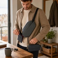 Mestský set na doklady: kožené puzdro + crossbody na mobil + vodeodolná taška 1