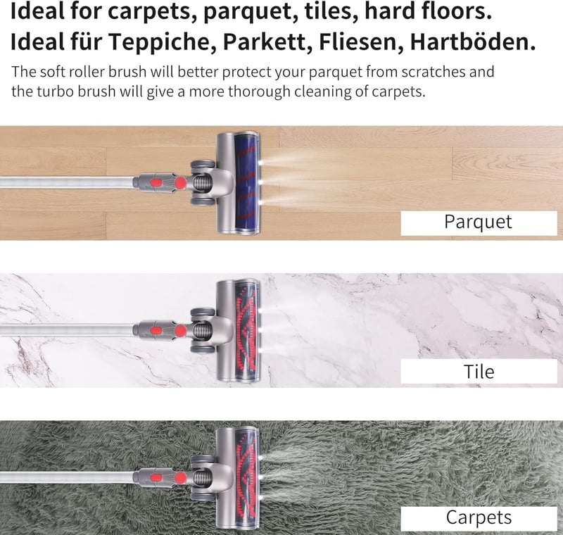 Dyson V7-V15 pótfej LED-del - Univerzális turbókefe szőnyegre és keménypadlóra