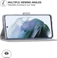 Samsung Galaxy S21 FE 5G Szürke Mágneses Pénztárcatartó Védőtok Állvánnyal 2