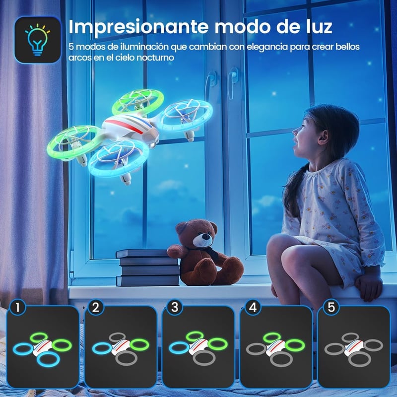 DEERC D23 Mini Drón - Távirányítós Quadcopter 5 LED Móddal, Visszatérés Funkcióval, Magasságtartással, 360° Flip, Védett Propellerekkel és 2