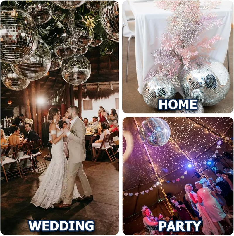 Mirror Disco Ball 20 cm Halvány Rózsaszín Tükörgömb Partikra, DJ Eseményekre és Klubokba