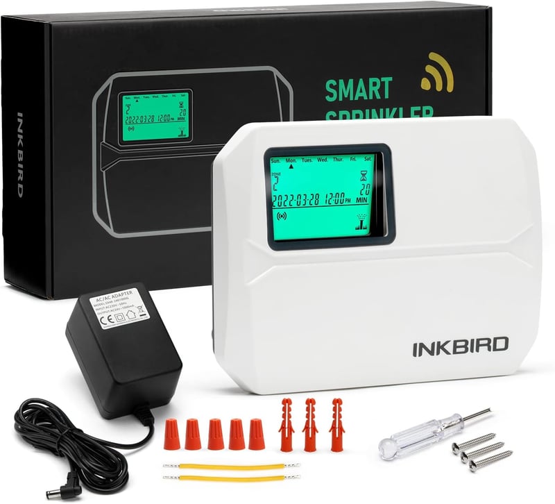 Inkbird IIC-800-WIFI Öntözésvezérlő, 8 Zónás Programozható Öntözőrendszer, Időjárásálló Burkolattal, Esőérzékelő Funkcióval és Szezonális Be