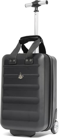 Aerolite Ryanair Priority Kemény Héjú Bőrönd Szett, Könnyű, Környezetbarát, 2 Kerekes Kabinbőrönd, 55x40x20cm + 40x20x25cm, Fekete - Black 1