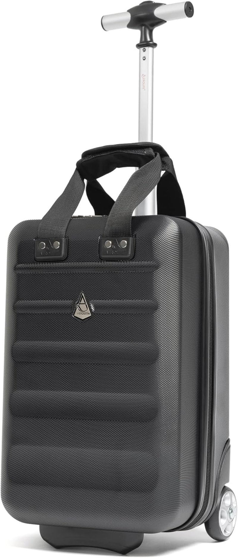 Aerolite Ryanair Priority Kemény Héjú Bőrönd Szett, Könnyű, Környezetbarát, 2 Kerekes Kabinbőrönd, 55x40x20cm + 40x20x25cm, Fekete - Black