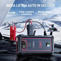 YABER 2500A 23800mAh Autós Bikázó Akkumulátor Indító - Vízálló, 8.0L Benzin/Dízel Járművekhez, LED Lámpa, Type-C, EC-5, Vezeték Nélküli Tölt 2