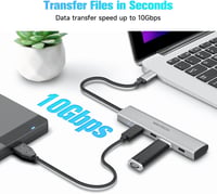 RSHTECH 10Gbps USB-C Hub 4 portos, MacBook Pro/Air M1/M2 kompatibilis, ultravékony alumínium adapter 3