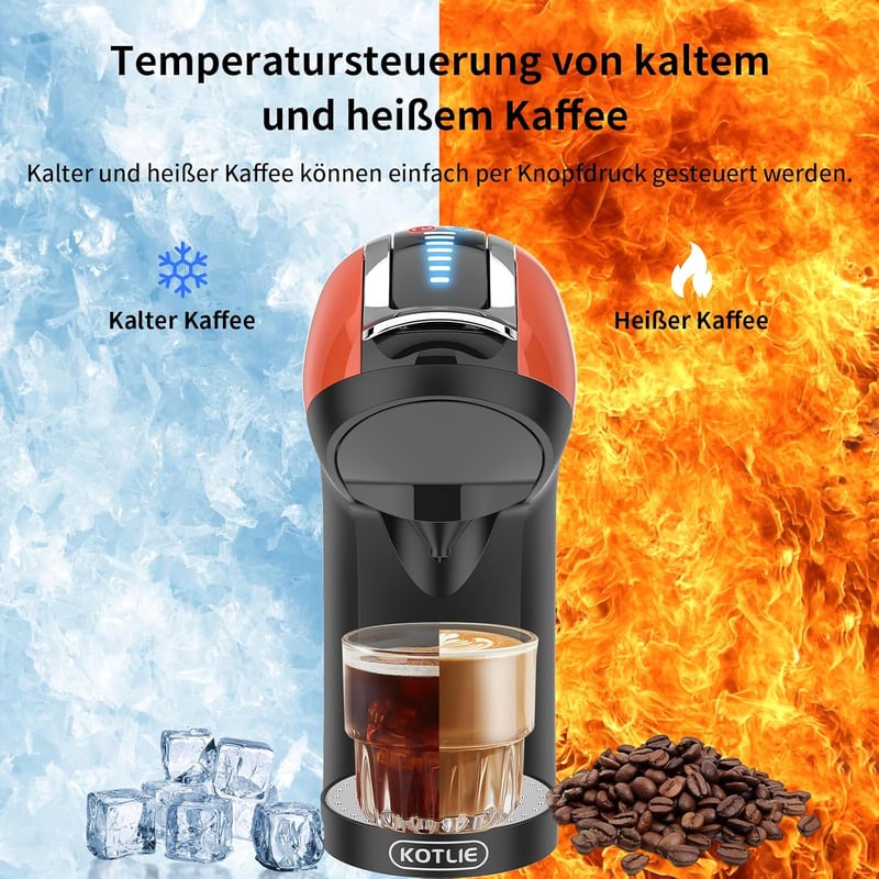 KOTLIE EM-308A Multifunkciós Kávéfőző - Kompatibilis Kapszulákkal/ESE Párnákkal/Őrölt Kávéval, Hideg Kávé Készítési Funkcióval, Automata Kik