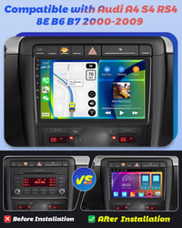 Hikity Android 15 Autórádió Audi A4 S4 RS4 B6 B7 (2000-2009) - 9" IPS Érintőképernyő, 2+64GB, Vezeték nélküli CarPlay, Tolatókamera, GPS, Wi 2