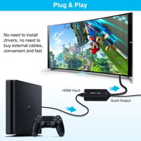 AMANKA HDMI-SCART Átalakító Adapter Full HD 1080P Videó-Audió Konverter HDMI és SCART Kábellel HDTV, STB, VHS, Xbox, PS3, Sky, DVD, Blu-ray  2