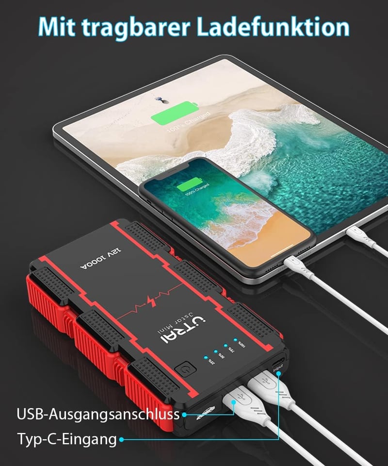 UTRAI 2000A Autós Bikázó Powerbank 13800mAh - 7.5L Benzin/5.5L Diesel Motorokhoz