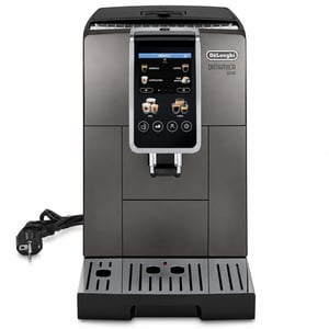 Plne automatický kávovar De'Longhi Dinamica Plus, 24 nápojov, titánová farba – používaný, bez nádoby na mlieko (stav: pozri 2. obrázok)