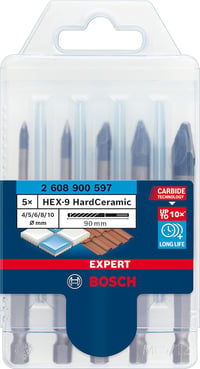 Bosch Expert HEX-9 keményfém csempefúró készlet, 5 db (4-10 mm, ütvefúróhoz) 1
