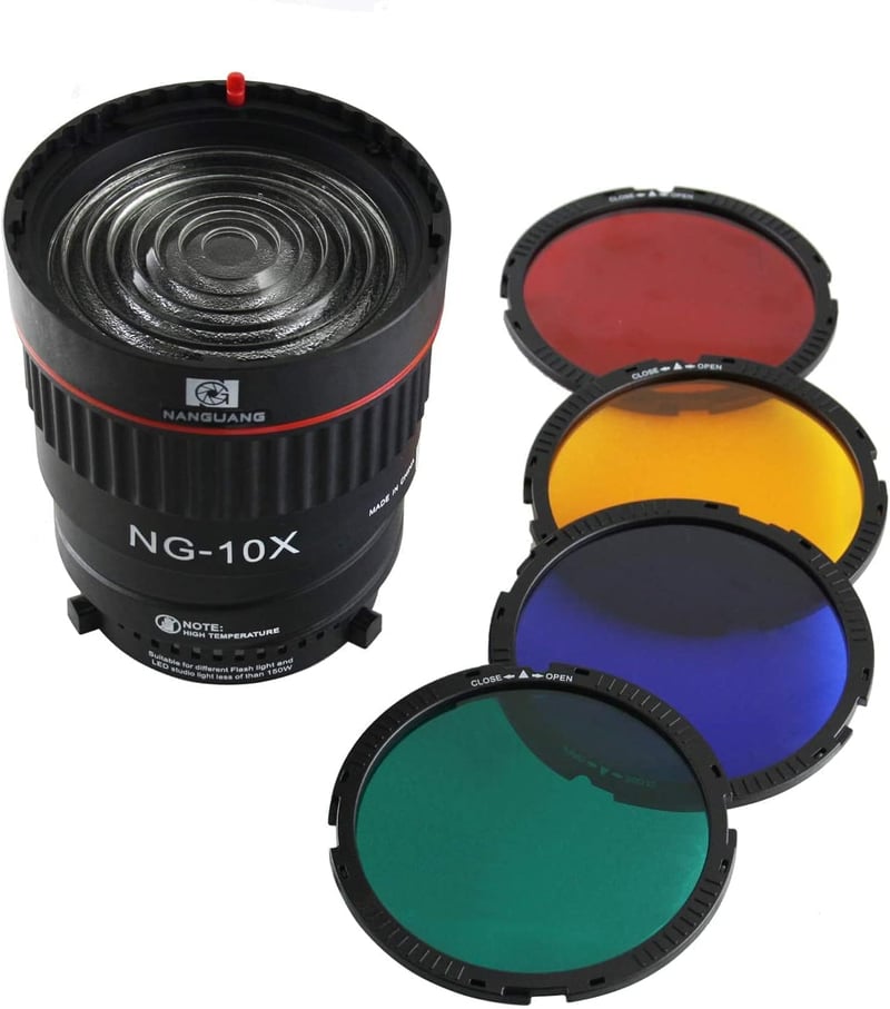 Godox SL-60W kompatibilis Hersmay NG-10X Fresnel lencse adapter, 10-40° fókusz, 5x fényerő