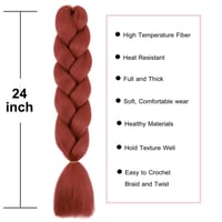 PORSMEER Jumbo Fonóhaj Szett - 3 db Szintetikus Kanekalon Hajhosszabbítás 60 cm/100g - Hőálló Ombre Hajfonáshoz, Afro Copfokhoz - Auburn 3