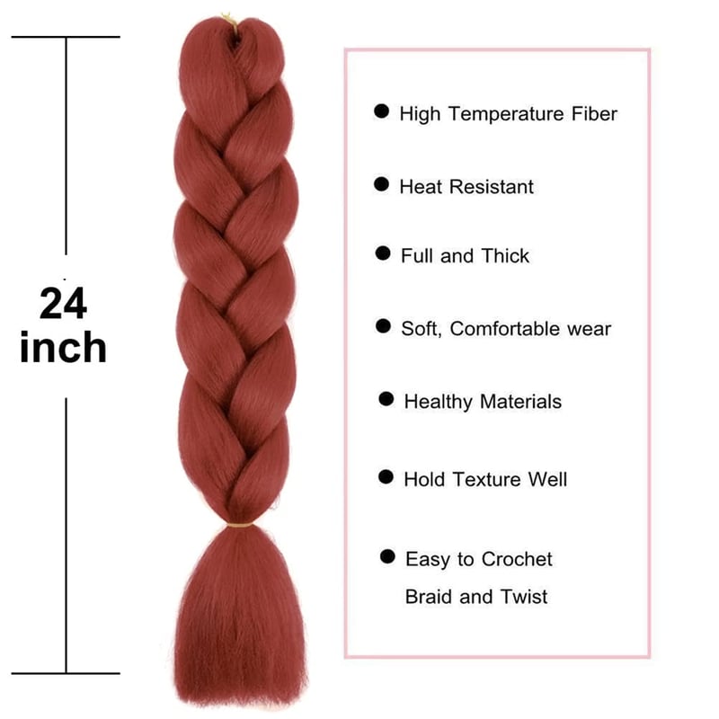 PORSMEER Jumbo Fonóhaj Szett - 3 db Szintetikus Kanekalon Hajhosszabbítás 60 cm/100g - Hőálló Ombre Hajfonáshoz, Afro Copfokhoz - Auburn