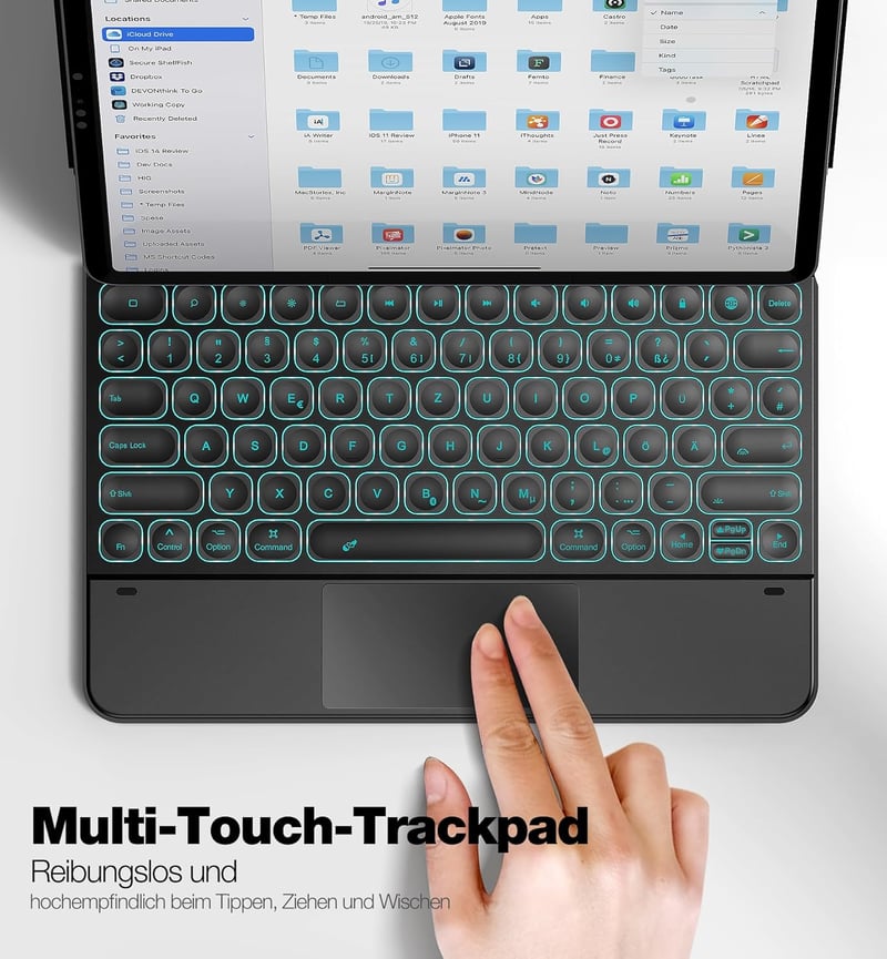 iPad Pro 12,9" Dracool Billentyűzet Tok - Lebegő Trackpaddal, 7 Színű Háttérvilágítással, QWERTZ