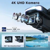 CHUBORY A77 Kefe Nélküli Drón 4K HD Kamerával - 84 Perces Repülési Idő, WiFi FPV Quadcopter Követés Funkcióval, 3 Akkumulátor, Hordtáska, Ke 4