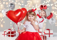 Glitteres Piros Valentin-napi Fotóháttér Lufikkal - Újracsomagolt 3