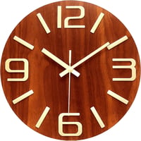 Plumeet 30cm-es Világító Fa Falióra - 3D Számokkal, Nesztelen, Fluoreszkáló 2