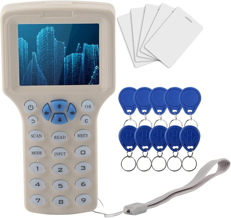 VBESTLIFE RFID másoló és NFC kártyaíró készülék 10 frekvenciával, kulcskártyákkal