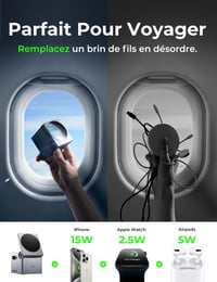 LISEN 3 az 1-ben MagSafe Vezeték Nélküli Töltőállomás iPhone 15/Pro/Max Készülékekhez, Apple Watch és AirPods Kompatibilis, 20W Adapterrel 3