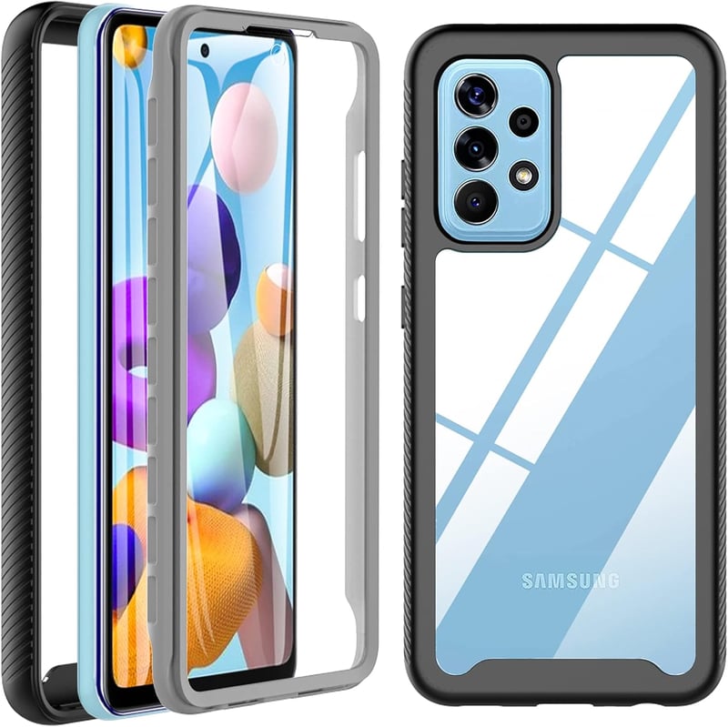 Samsung Galaxy A52s/A52 360 fokos ütésálló tok beépített kijelzővédővel - Fekete