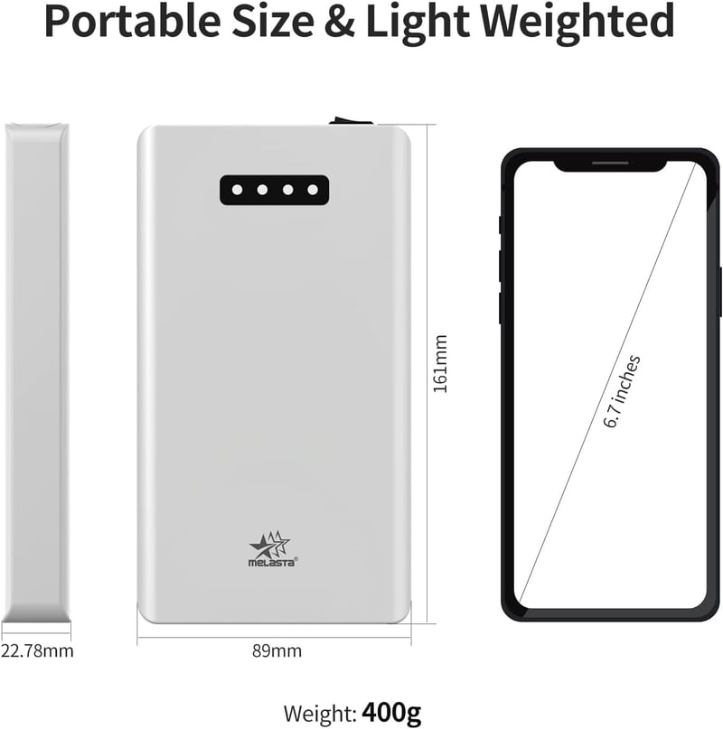 Melasta 12V 5200mAh 60W Lítium-ion Powerbank Külső Akkumulátor - 12V/9V DC és 5V USB Kimenettel LED Szalaghoz, CCTV Kamerához - Fehér
