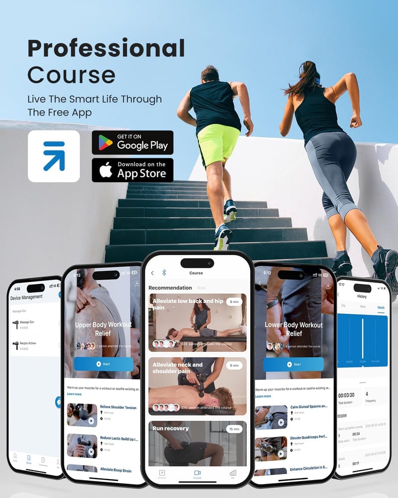 RENPHO Bluetooth Masszázspisztoly LED Kijelzővel - Erőteljes Izomfeszültség-oldó Készülék