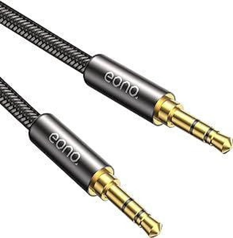 Fekete 3.5mm-es Nylon Aux Kábel iPhone és Android Készülékekhez