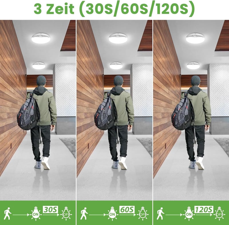 zemty Akkumulátoros Mennyezeti Lámpa Mozgásérzékelővel - 16 cm Kerek LED Lámpatest, 3 Színhőmérséklet, Tölthető, Vezeték Nélküli, Fürdőszobá