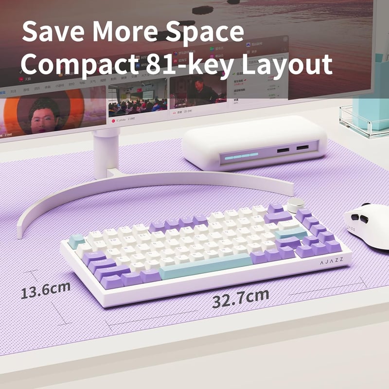 AJAZZ AK820 Mechanikus Gamer Billentyűzet, 82 Gombos, RGB Háttérvilágítás, Hot-Swap, PBT Keycaps, Hangerőszabályzó, Windows/MacOS/Linux Komp