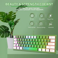 Redragon Mini 60% RGB Gamer Billentyűzet, Zöld-Fehér, QWERTY, PC/Mac 2