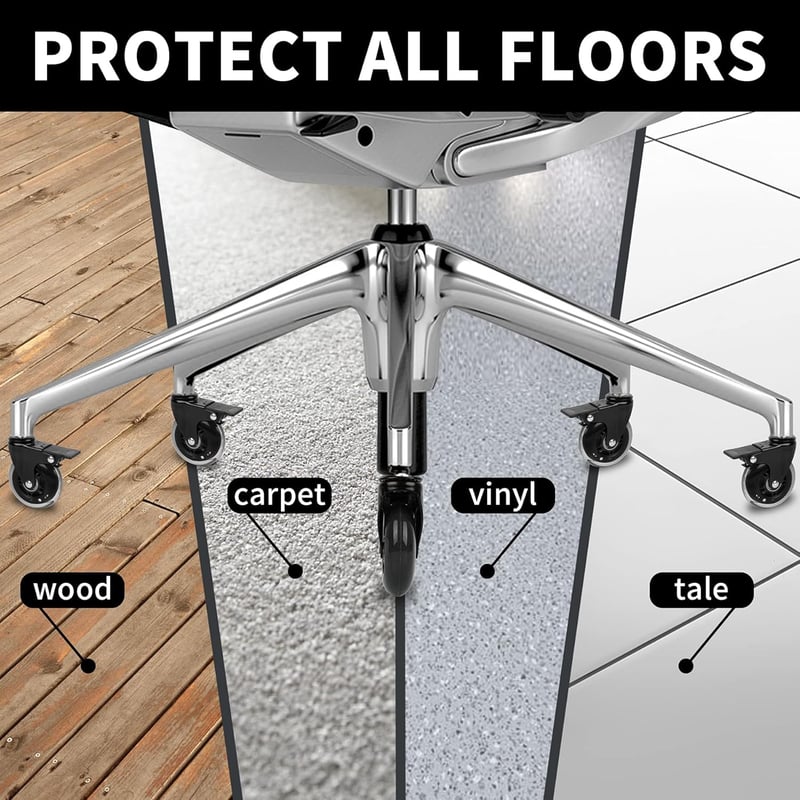 YAOBLUESEA Irodai Szék Görgők 5db - 11x22mm Univerzális Csendes Padlóvédő Kerekek 75mm - Parketta, Laminált Padló Kompatibilis Forgószék Alk