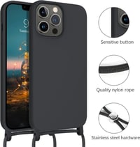Apple iPhone 13 Pro Max Szürke Szilikon Tok Nyakpánttal 4