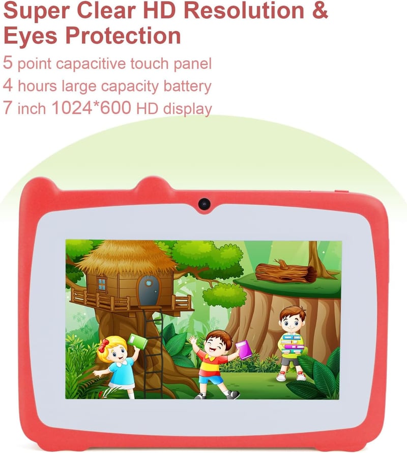 C idea Android 12.0 gyerektablet 7" HD kijelzővel, 32GB, 2-6 éveseknek (piros)