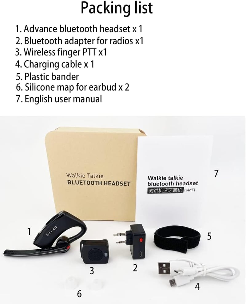 Baofeng UV-82, UV-5R, BF-888S rádiókhoz Bluetooth PTT fülhallgató és mikrofon